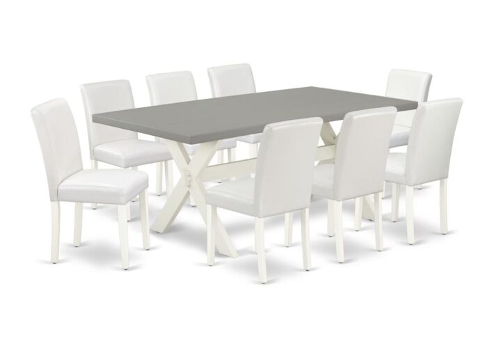 EAST WEST FURNITURE 9-PIECE KITCHEN SET WITH 8 PARSON DINING ROOM CHAIRS AND dining table