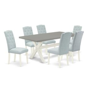 EAST WEST FURNITURE 7-PC KITCHEN ROOM TABLE SET- 6 FANTASTIC MID CENTURY DINING CHAIRS AND 1 DINING ROOM TABLE