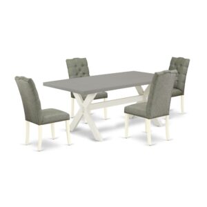 EAST WEST FURNITURE 5-PIECE MODERN DINING SET- 4 EXCELLENT parson DINING ROOM CHAIRS AND 1 DINING ROOM TABLE
