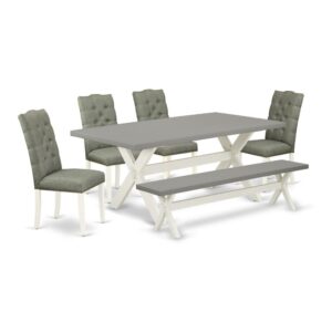 EAST WEST FURNITURE 6-PIECE MODERN DINING SET- 4 STUNNING UPHOLSTERED DINING CHAIRS