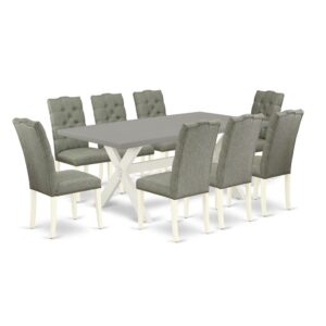 EAST WEST FURNITURE 9-PC DINING ROOM TABLE SET- 8 EXCELLENT KITCHEN PARSON CHAIRS AND 1 DINING TABLE
