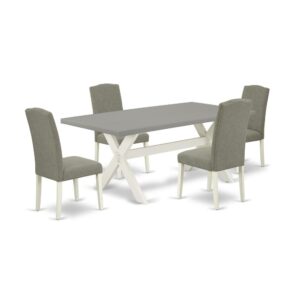 EAST WEST FURNITURE 5-PIECE DINETTE SET WITH 4 KITCHEN CHAIRS AND WOOD DINING TABLE