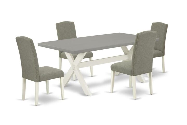EAST WEST FURNITURE 5-PIECE DINETTE SET WITH 4 KITCHEN CHAIRS AND WOOD DINING TABLE