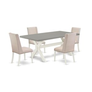 EAST WEST FURNITURE 5-PC KITCHEN TABLE SET WITH 4 PARSON DINING ROOM CHAIRS AND WOOD TABLE