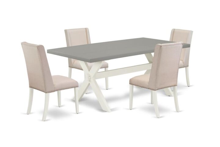 EAST WEST FURNITURE 5-PC KITCHEN TABLE SET WITH 4 PARSON DINING ROOM CHAIRS AND WOOD TABLE