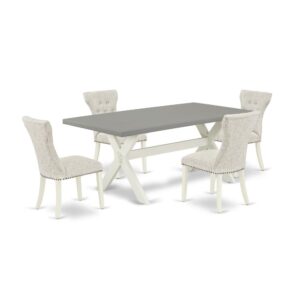 EAST WEST FURNITURE 5-PIECE DINING TABLE SET- 4 FANTASTIC DINING CHAIRS AND 1 DINING TABLE