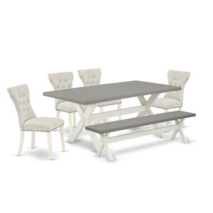EAST WEST FURNITURE 6-PC DINING ROOM SET- 4 FABULOUS PADDED PARSON CHAIR