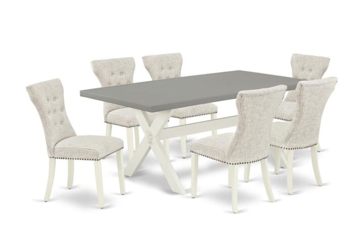 EAST WEST FURNITURE 7-PC MODERN DINING SET- 6 AMAZING PARSON DINING ROOM CHAIRS AND 1 MODERN KITCHEN TABLE