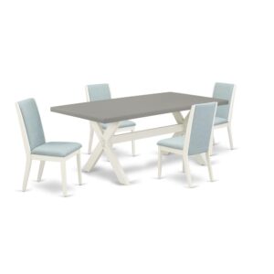 EAST WEST FURNITURE 5-PIECE KITCHEN TABLE SET WITH 4 PARSON CHAIRS AND RECTANGULAR TABLE
