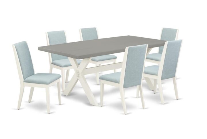 EAST WEST FURNITURE 7-PC DINING TABLE SET WITH 6 KITCHEN PARSON CHAIRS AND DINING TABLE