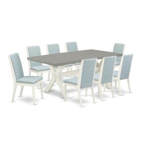 EAST WEST FURNITURE 9-PC DINING SET WITH 8 PARSON DINING ROOM CHAIRS AND KITCHEN TABLE