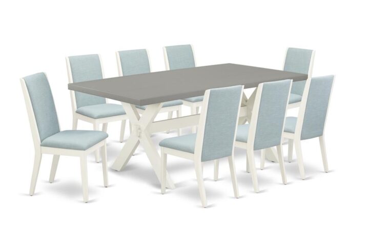EAST WEST FURNITURE 9-PC DINING SET WITH 8 PARSON DINING ROOM CHAIRS AND KITCHEN TABLE