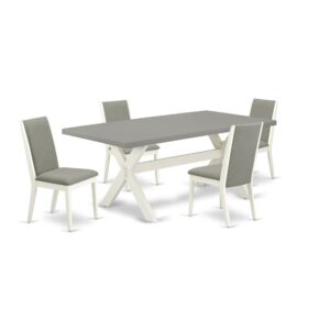 EAST WEST FURNITURE 5-PIECE DINING TABLE SET WITH 4 PARSON DINING CHAIRS AND DINING ROOM TABLE