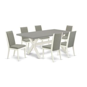 EAST WEST FURNITURE 7-PC DINING ROOM SET WITH 6 PADDED PARSON CHAIRS AND DINING ROOM TABLE