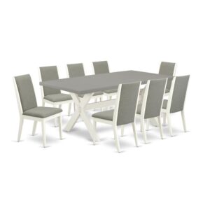 EAST WEST FURNITURE 9-PIECE KITCHEN TABLE SET WITH 8 PARSON DINING ROOM CHAIRS AND dining table