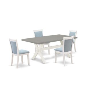 Our Eye-Catching Dining Set  Will Enhance The Beauty Of Any Dining Area With Its Stylish Design And Decor. This Table Set  Contains An Elegant Wooden Kitchen Table And 4 Matching Dining Room Chairs. This Modern Dining Set  Adds Some Simple And Contemporary Beauty To Your Home. Ideal For Dinette