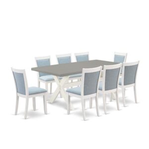 Our Eye-Catching Mid Century Modern Dining Set  Will Boost The Beauty Of Any Dining Area With Its Stylish Design And Decor. This Kitchen Table Set  Contains An Elegant Kitchen Table And 8 Matching Padded Chairs. This Dining Table Set  Adds Some Simple And Contemporary Beauty To Your Home. Ideal For Dinette