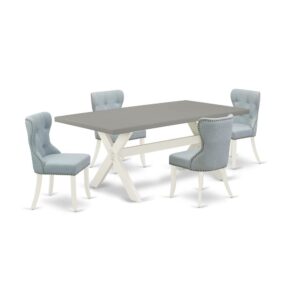 EAST WEST FURNITURE 5-PC DINETTE SET- 4 FABULOUS MID CENTURY DINING CHAIRS AND 1 RECTANGULAR DINING TABLE