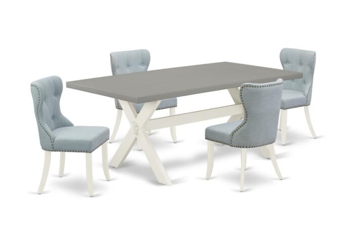 EAST WEST FURNITURE 5-PC DINETTE SET- 4 FABULOUS MID CENTURY DINING CHAIRS AND 1 RECTANGULAR DINING TABLE