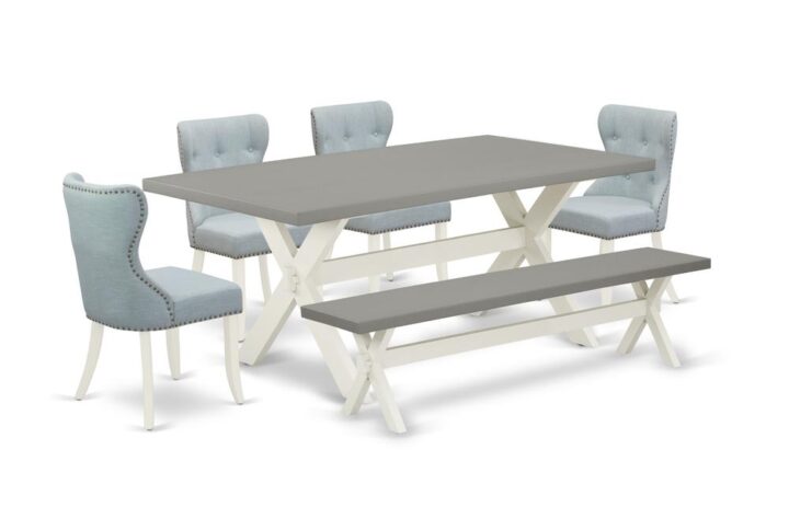 EAST WEST FURNITURE 6-PIECE DINING TABLE SET- 4 FANTASTIC PARSON CHAIRS