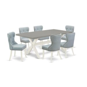 EAST WEST FURNITURE 7-PC MODERN DINING TABLE SET- 6 FANTASTIC PARSON CHAIRS AND 1 dining table