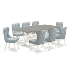 EAST WEST FURNITURE 9-PIECE DINETTE SET- 8 FABULOUS DINING CHAIR AND 1 BREAKFAST TABLE