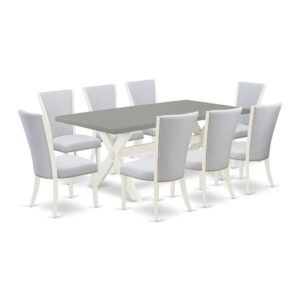 EAST WEST FURNITURE 9 - PIECE DINING TABLE SET INCLUDES 8 DINING CHAIRS AND KITCHEN DINING TABLE