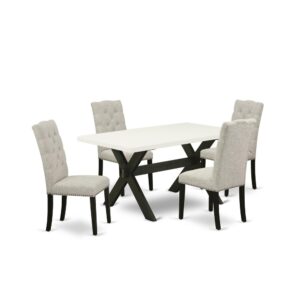 EAST WEST FURNITURE 5-PC DINING TABLE SET WITH 4 PARSON DINING CHAIRS AND RECTANGULAR DINING TABLE