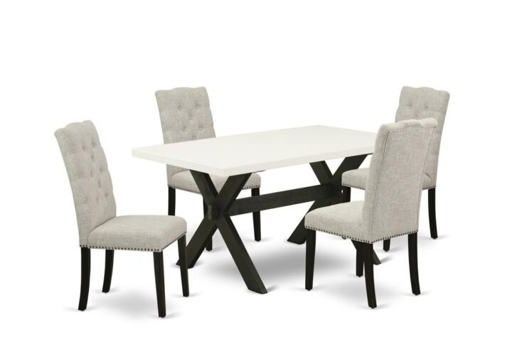 EAST WEST FURNITURE 5-PC DINING TABLE SET WITH 4 PARSON DINING CHAIRS AND RECTANGULAR DINING TABLE