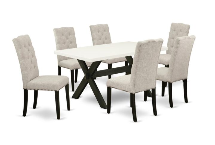 EaST WEST FURNITURE 7-PC KITCHEN TaBLE set 6 aTTRaCTIVE PaRSONS CHaIRS and RECTaNGULaR DINNER TaBLE