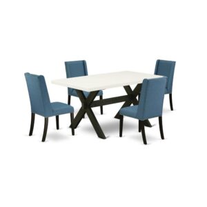 EAST WEST FURNITURE 5-PIECE RECTANGULAR DINING ROOM TABLE SET WITH 4 PARSON DINING CHAIRS AND KITCHEN RECTANGULAR TABLE