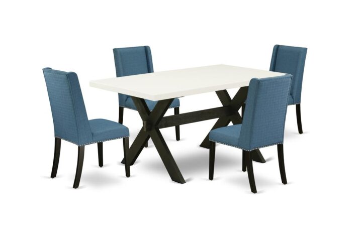 EAST WEST FURNITURE 5-PIECE RECTANGULAR DINING ROOM TABLE SET WITH 4 PARSON DINING CHAIRS AND KITCHEN RECTANGULAR TABLE
