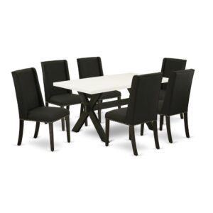 EaST WEST FURNITURE 7-PIECE KITCHEN SET 6 GORGEOUS PaRSONS CHaIRS and RECTaNGULaR DINING TaBLE