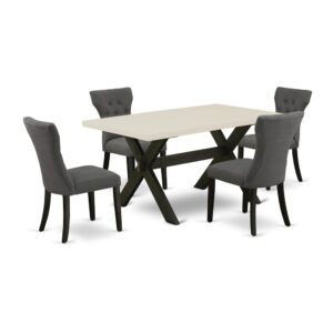 Our table set adds a touch of elegance to any dining room that you and your family will absolutely enjoy. The elegant 7 Piece kitchen dining table set consists of a dinner table and 6 dining room chairs. This rectangular dining table top is offered in a Cement finish. In addition