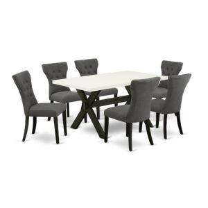 EaST WEST FURNITURE 7-PIECE KITCHEN DINING TaBLE SET 6 WONDERFUL PaRSON DINING CHaIRS and RECTaNGULaR WOOD DINING TaBLE