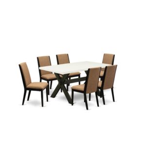 EAST WEST FURNITURE 7-PC KITCHEN SET WITH 6 DINING CHAIRS AND DINING ROOM TABLE