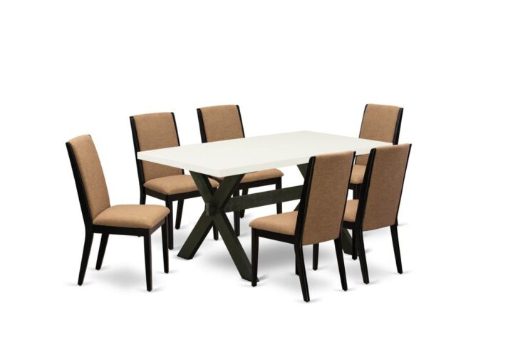 EAST WEST FURNITURE 7-PC KITCHEN SET WITH 6 DINING CHAIRS AND DINING ROOM TABLE