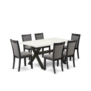 This 6-piece dinning table set consists of 1 mid century dining table and dining room bench with 4 matching parson chairs. The modern dining table set is made of fine RubberWood for top quality and endurance. A rectangular-shaped mid century dining table and small bench is built in an effective style with distinct aspects and linen fabric upholstered dinner chairs will attract everyone who comes to the dining area. The dining table and kitchen bench contain V-style legs to offer maximum stability during the dinner. The modern and stylish design of the kitchen dining table set easily blends in any kitchen. The Upholstered seat of the wood chairs is made of linen fabric that enhances the dining table design. Our dinning room set is quite simple to clean with a damp cloth and always offers an elegant appeal. The installation process of our lavish dinning table set is not difficult and easy to operate. Each dining table set comes conveniently with easy-to-follow instructions and all essential equipment included. You simply need to follow the steps in the guide to accomplish the assembly in a limited time.