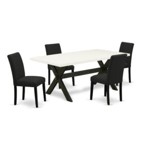 EAST WEST FURNITURE 5 - PC DINING TABLE SET INCLUDES 4 DINING CHAIRS AND RECTANGULAR TABLE