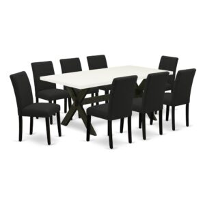 EAST WEST FURNITURE 9 - PC DINING ROOM SET INCLUDES 8 DINING ROOM CHAIRS AND RECTANGULAR DINING TABLE