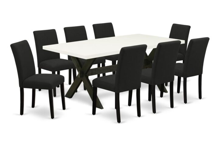 EAST WEST FURNITURE 9 - PC DINING ROOM SET INCLUDES 8 DINING ROOM CHAIRS AND RECTANGULAR DINING TABLE