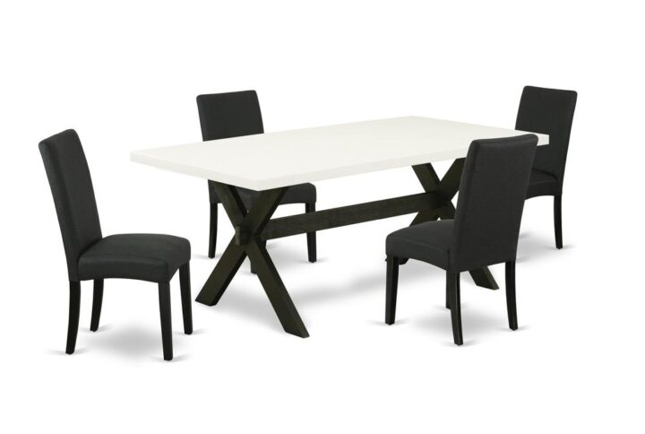 EAST WEST FURNITURE 5-Pc KITCHEN DINING ROOM SET- 4 WONDERFUL parson DINING ROOM CHAIRS AND 1 MODERN KITCHEN TABLE
