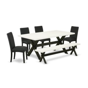 EAST WEST FURNITURE 6-PC MODERN DINING SET- 4 AMAZING PARSON DINING CHAIRS