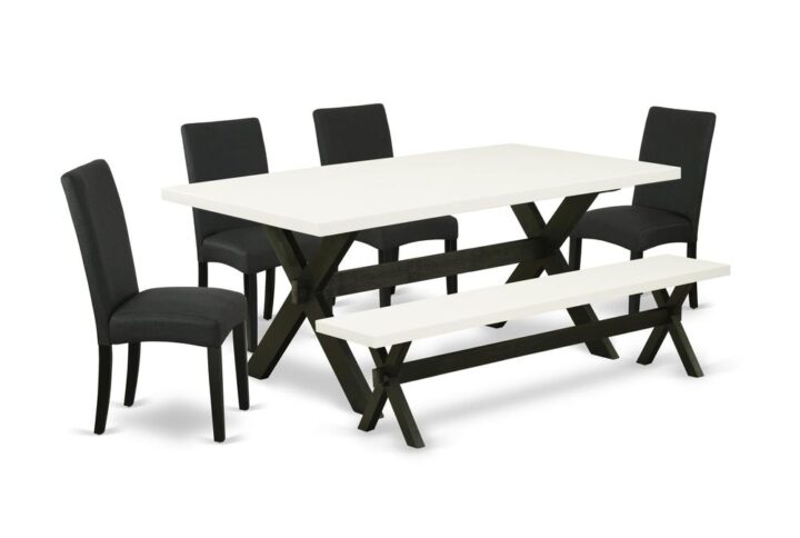 EAST WEST FURNITURE 6-PC MODERN DINING SET- 4 AMAZING PARSON DINING CHAIRS