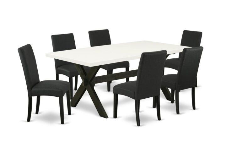 EAST WEST FURNITURE 7-PIECE MODERN DINING TABLE SET- 6 AMAZING DINING ROOM CHAIRS AND 1 DINING TABLE