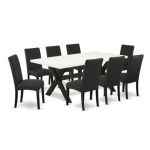 EAST WEST FURNITURE 9-PC MODERN DINING SET- 8 FABULOUS PARSON DINING ROOM CHAIRS AND 1 WOOD DINING TABLE