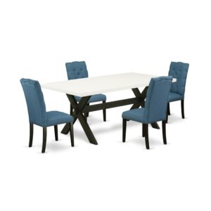 EAST WEST FURNITURE 5-PIECE RECTANGULAR DINING ROOM TABLE SET WITH 4 KITCHEN CHAIRS AND MODERN DINING TABLE