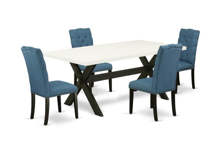 EAST WEST FURNITURE 5-PIECE RECTANGULAR DINING ROOM TABLE SET WITH 4 KITCHEN CHAIRS AND MODERN DINING TABLE