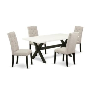 EAST WEST FURNITURE 5-PC DINING ROOM SET WITH 4 MODERN DINING CHAIRS AND RECTANGULAR DINING TABLE