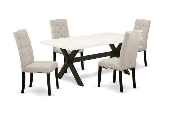 EAST WEST FURNITURE 5-PC DINING ROOM SET WITH 4 MODERN DINING CHAIRS AND RECTANGULAR DINING TABLE